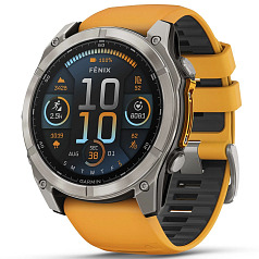 Спортивные часы GARMIN Fenix 8 51mm AMOLED Sapphire Graphite DLC Titanium with Spark Orange Silicone Band