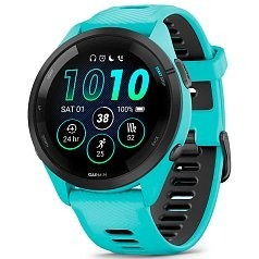 Спортивные часы GARMIN Forerunner 265 Black Bezel with Aqua Case and Aqua/Black Silicone Band