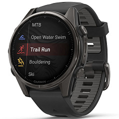 Спортивные часы Garmin Fenix 8 43mm AMOLED Sapphire Carbon Gray DLC Titanium with Black Silicone Band