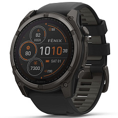 Спортивные часы GARMIN Fenix 8 51mm Sapphire Solar Carbon Gray DLC Titanium with Black Silicone Band